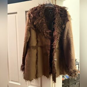 Dolls Kill Brown Teddy Jacket with Faux Fur Trim